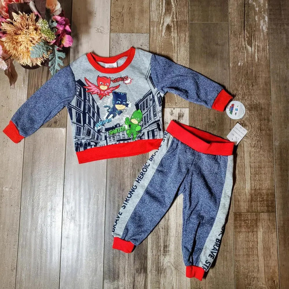 NWT PJ Masks Boys' Wings Stripes Shields Pullover & Jogger 2 Pc Outfit Set 18M - Picture 14 of 15